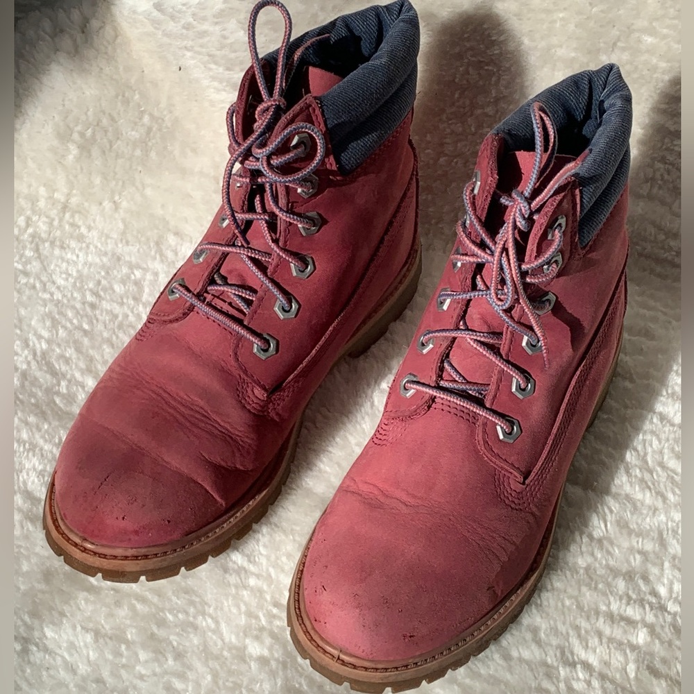 Timberland Boots Burgundy and Blue color